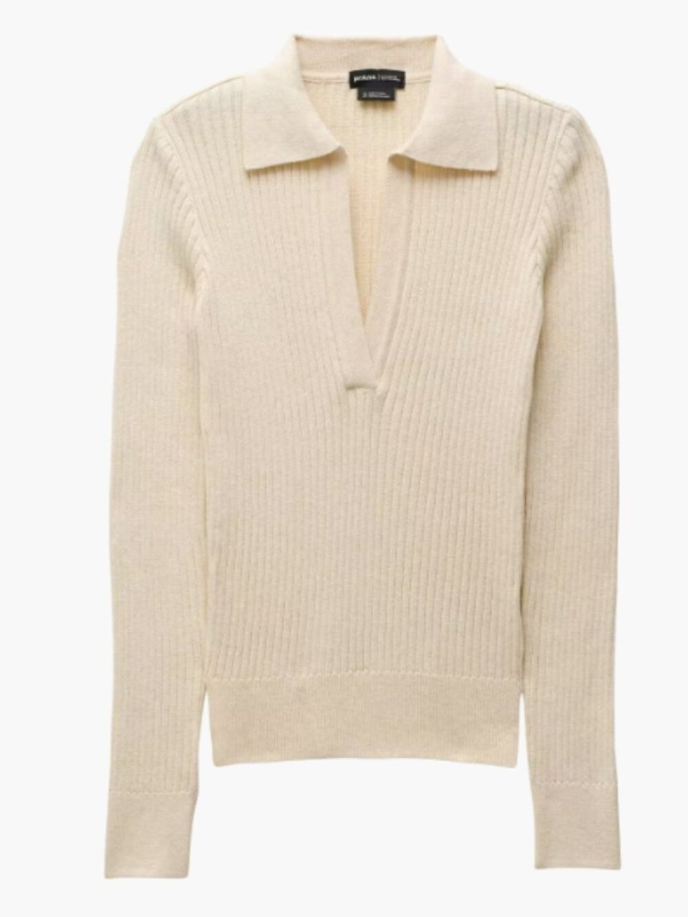 PRANA Milani Organic Cotton Cream Polo Sweater Top Long Sleeve Large $89